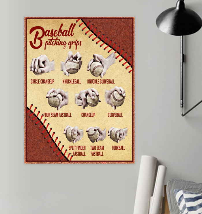 Baseball Pitching Grips Poster, Vintage Poster